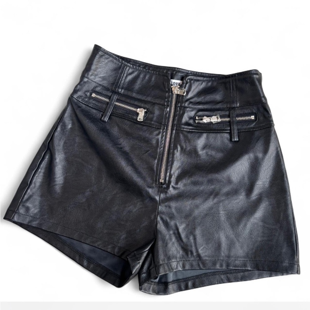 Tiger Mist Black High Waist Leather Shorts